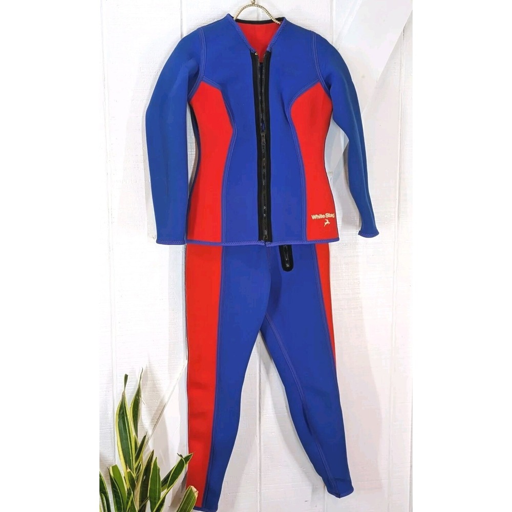 🌊Vintage White Stag 2-Piece Fully Reversible Wetsuit Jacket Set Long *PLS READ!